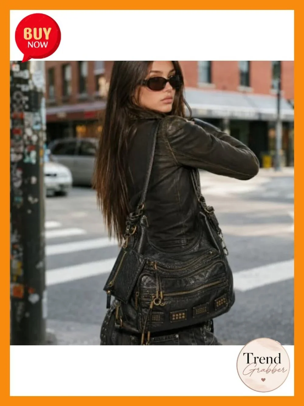 Vegan Leather Hobo Bag, Y2K Vintage Shoulder Purse, Fits 12-Inch Laptop